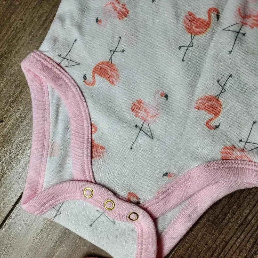 Cloud Island Baby Girl 4 Piece Flamingo Coral Pink Set Size 3-6M NWOT